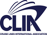 Blue Letters that says CLIA Cruise Lines International Association on a white background